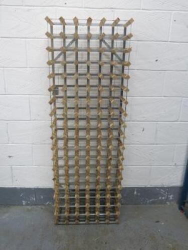 Wood & Metal Single Depth Wine Rack, Size H175 x W60 x D22cm. Holds 108 Bottles.