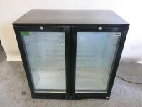 Rhino 2 Door Back Bar Chiller in Black, Model COLD900H, Size H90 x W90 x D50cm. NOTE: no handles.