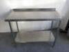 Stainless Steel Prep Table with Part Splash Back & Shelf Under. Size H90 x W120 x D60cm.