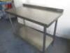 Stainless Steel Prep Table with Part Splash Back & Shelf Under. Size H90 x W120 x D60cm. - 2