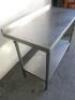 Stainless Steel Prep Table with Part Splash Back & Shelf Under. Size H90 x W120 x D60cm. - 3