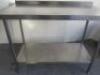 Stainless Steel Prep Table with Part Splash Back & Shelf Under. Size H90 x W120 x D60cm. - 4