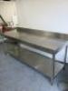 Stainless Steel Prep Table with Part Splash Back & Shelf Under. Size H97 x W200 x D60cm. - 2