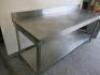 Stainless Steel Prep Table with Part Splash Back & Shelf Under. Size H97 x W200 x D60cm. - 4