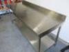 Stainless Steel Prep Table with Part Splash Back & Shelf Under. Size H97 x W200 x D60cm. - 3