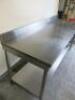 Stainless Steel Prep Table with Part Splash Back & Shelf Under. Size H97 x W200 x D60cm. - 4