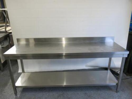 Stainless Steel Prep Table with Part Splash Back & Shelf Under. Size H97 x W200 x D60cm.