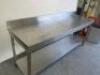 Stainless Steel Prep Table with Part Splash Back & Shelf Under. Size H97 x W200 x D60cm. - 3