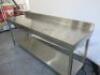 Stainless Steel Prep Table with Part Splash Back & Shelf Under. Size H97 x W200 x D60cm. - 4