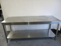 Stainless Steel Prep Table with Shelf Under. Size H97 x W200 x D70cm.