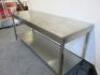 Stainless Steel Prep Table with Shelf Under. Size H97 x W200 x D70cm. - 3