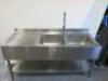 Stainless Steel Double Sink with Pre Rinse Spray & Shelf Under, Size H96 x W180 x D70