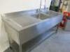 Stainless Steel Double Sink with Pre Rinse Spray & Shelf Under, Size H96 x W180 x D70 - 2