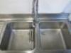 Stainless Steel Double Sink with Pre Rinse Spray & Shelf Under, Size H96 x W180 x D70 - 4