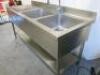 Stainless Steel Double Sink with Pre Rinse Spray & Shelf Under, Size H96 x W180 x D70 - 6