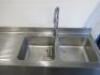 Stainless Steel Double Sink with Pre Rinse Spray & Shelf Under, Size H96 x W180 x D70 - 7