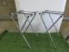 Pair of Chrome Folding Tray Stands, Size H79cm.