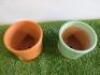 2 x Svenskt Tenn Kruka Mellan Ceramic Flower Pots with Brass Saucers. - 2