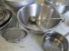 51 x Stainless Steel & Aluminium Kitchen Accessories to Include: 16 x GN Containers, 27 x Assorted Sized Mixing Bowls, 2 x Colander's, 1 x Steamer, 3 x Sieves & 2 x Mandolin Slicers. - 6