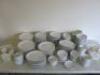 Approx 287 Assorted Branded White Crockery to Incldue: Olympia, Athena, Royal Porcelain & Cameo: 46 x 25cm Plates, 40 x 20cm Plates, 25 x 26cm Plates, 10 x 20cm Bowls, 30 x 17cm Bowls, 19 x13cm Bowls, 27 x 15cm Saucers, 40 x Small Dipping Bowls & 50 x Spo