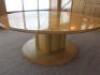 Large Scandinavian Sectional Dining/Boardroom Round Table on Single Pedestal with 12 Sections & Brass Centre Plate. Size can be changed with 6 sections having a diameter of 190cm & 6 sections making a diameter of 250cm. - 12