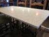 9 x Rectangle Restaurant Tables with Solid Marble Tops & Heavy Twin Pedestal Metal Bases, Size H76 x W140 x D70cm. - 23