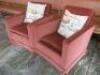 Pair of Designer O.H.Sjogren 'Julia Sundin' Red Velour Armchairs with Pair of Ivoel Frank Cushions. - 4