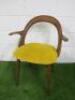 Porada Ester Chair with Armrests in Walnut with Yellow Fabric Seat.