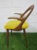 Porada Ester Chair with Armrests in Walnut with Yellow Fabric Seat. - 3