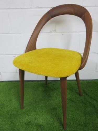 Porada Ester Chair in Walnut with Yellow Fabric Seat.