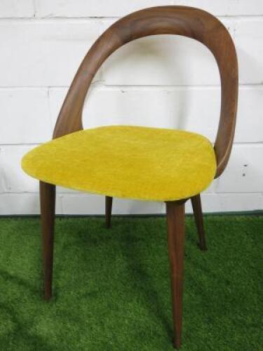 Porada Ester Chair in Walnut with Yellow Fabric Seat.