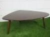 Habitat Joyce Acacia Occasional Kidney Shaped Coffee Table, Size H35 x 83 x 59cm. NOTE: leg repair as pictured, seems structurally sound but requires touch up to finish.