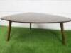 Habitat Joyce Acacia Occasional Kidney Shaped Coffee Table, Size H35 x 83 x 59cm. NOTE: leg repair as pictured, seems structurally sound but requires touch up to finish. - 3