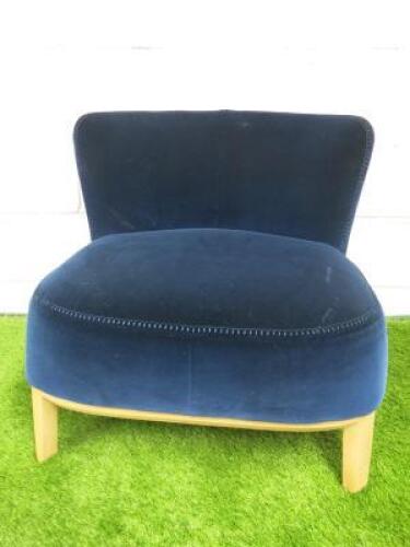 Antonio Citterio 'Maxalto Febo ' Low Back Armchair in Blue Velvet.