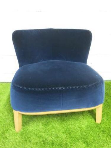 Antonio Citterio 'Maxalto Febo ' Low Back Armchair in Blue Velvet.