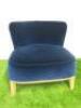 Antonio Citterio 'Maxalto Febo ' Low Back Armchair in Blue Velvet.