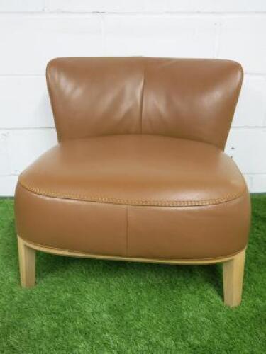 Antonio Citterio 'Maxalto Febo ' Low Back Armchair in Tan Leather.