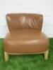 Antonio Citterio 'Maxalto Febo ' Low Back Armchair in Tan Leather. NOTE: condition to right side back as pictured, appears structurally sound.