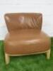 Antonio Citterio 'Maxalto Febo ' Low Back Armchair in Tan Leather. NOTE: condition to right side back as pictured, appears structurally sound. - 2