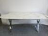 Maxalto Oval Topped Marble Table with Chrome Base. Size H73 x W190 x D85cm.