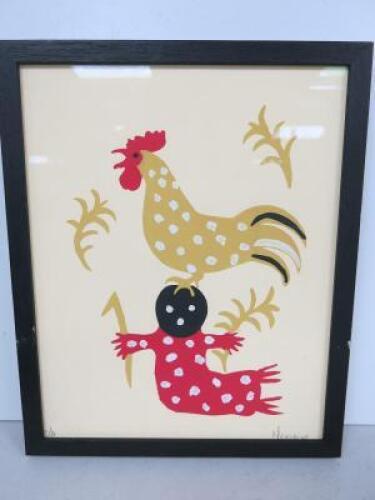 Artist Proof, Framed, Art Glazed & Mounted by Artist Manuel Mendive (Untitled), Signed by Artist and A/P. Overall Size 26 x 32cm.