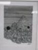 Framed, Glazed & Mounted Artwork Signed by Artist Alparbo of Black & White Hill with Holes. Overall Size 41 x 31cm. - 2