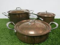 Set of 3 Mauviel -1830- Cooking Pots/Pans with Lids.