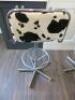 Set of 3 x Cowhide Style Swivel Stools. - 4