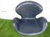 Aviator Style Swivel Chair in Blue Leather. - 6