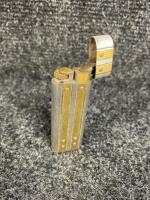 Cartier Lighter, Vintage Briquet Cartier Lighter, Two Stripes of Gold Plate with Brushed Satin Finish