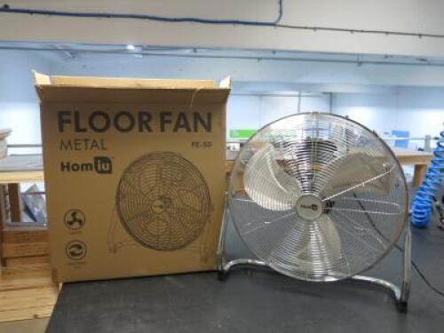 2 x Homia Metal Floor Fans (1 x Boxed).