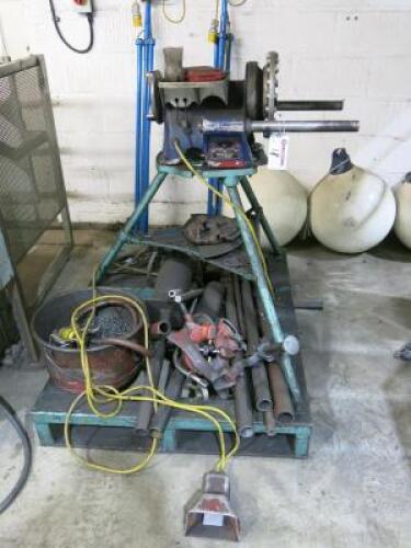 Ridgid 300 Electric Pipe Bender, Model No.300, S/N 757573, 110v. Comes with Assorted Tooling/Dies on Pallet with Foot Pedal.