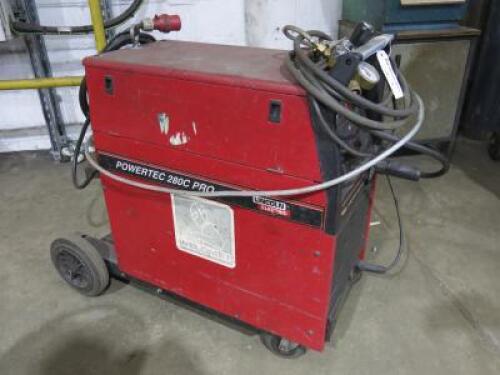 Lincoln Electric Powertec 280c Pro Mig Welder, 3 Phase with Attachments (As Viewed).