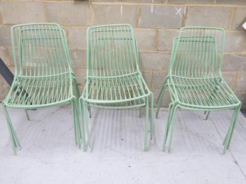 9 x Pedrali Stackable Steel Frame Chairs in Green.